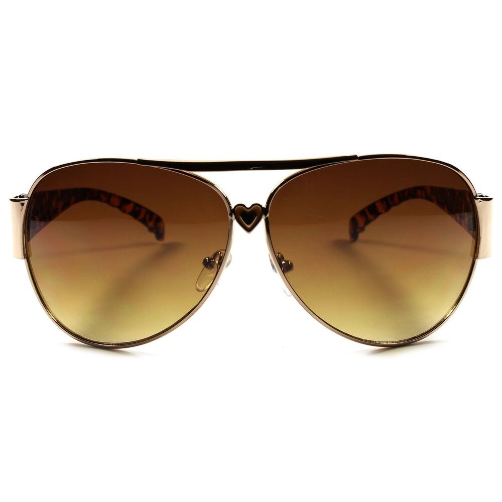 Designer Stylish Gold Tortoise Heart Shapes Temple Womens Classic Sunglasses - Picture 4 of 4